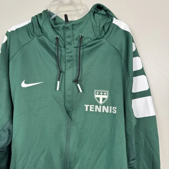 NIKE THERMA-FIT FULL ZIP HOODIE TRACK JACKET POLYESTER GREEN X-LARGE Tennis - Picture 5 of 8